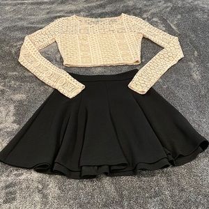 High Waist Textured Flare Skirt
